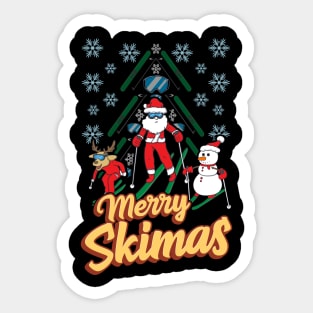 Skiing Christmas Sticker